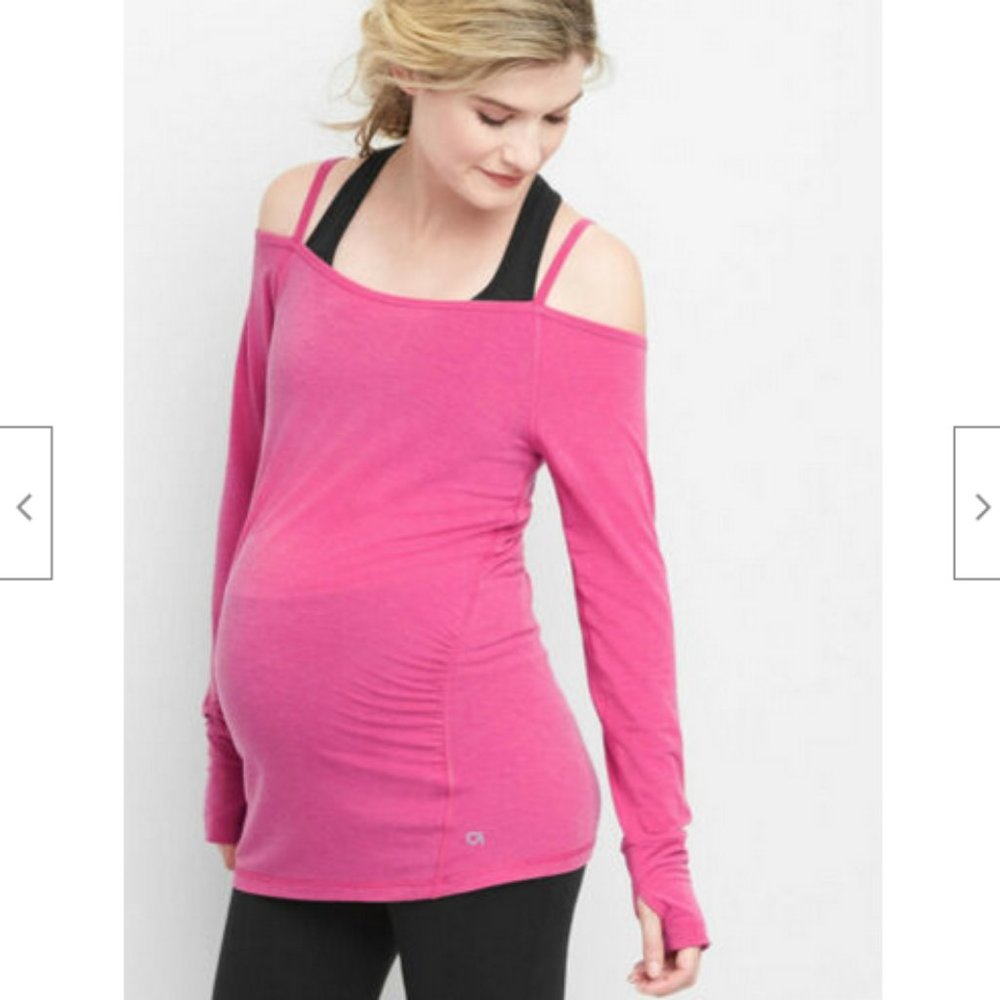 Gap Fit Maternity Breathe Cold Shoulder Shirt M